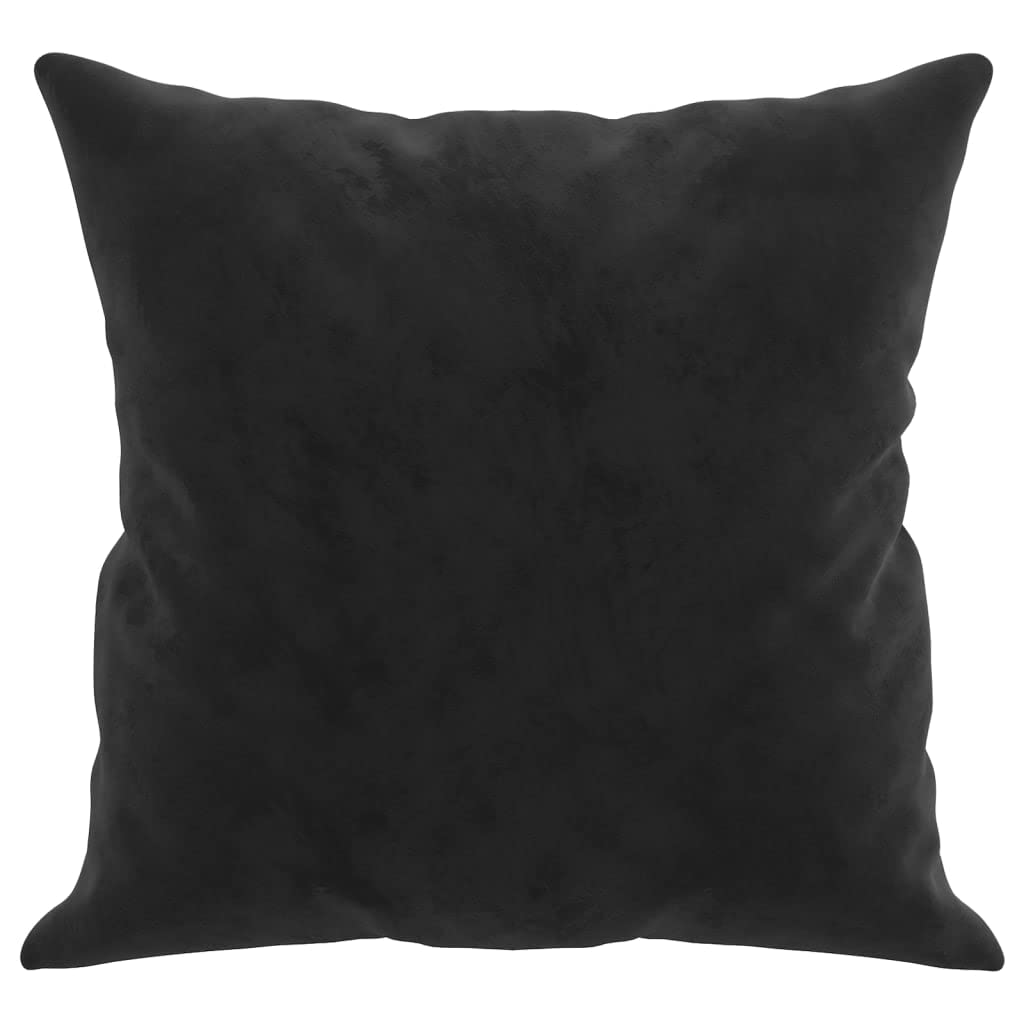 Zierkissen 2 Stk Schwarz 40x40 cm Samt Sofakissen mit Füllung aus PP-Baumwolle, Dekokissen für Wohnzimmer Schlafzimmer, Couch Kuschelkissen mit Bezug, Waschbar, Modern Boho Landhaus Stil