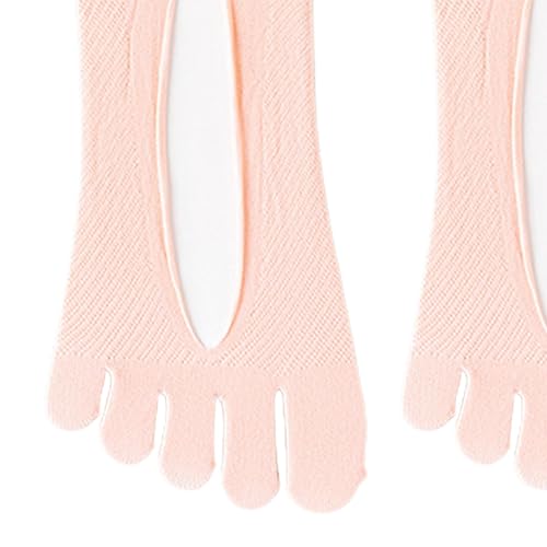 Qianly Five Toe Socks, Boat Socks, Breathable Ankle Toe Socks for Casual Ladies Girls, Pink2