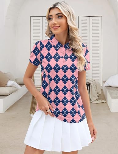 Image of TFSDOD Womens Golf Polo Shirts Collared Short Sleeve T Shirt Lightweight Moisture Wicking Polo Casual 3 Buttons Outfits