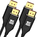 KOMGILK 16K 8K DisplayPort Cable 6FT 2Pack, Support High Speed 40Gbps, 8K@60Hz, 4K@165Hz, 2K@240Hz, Apply to Gaming Monitor, HBR3, HDR, Graphics Card, PC, Laptop