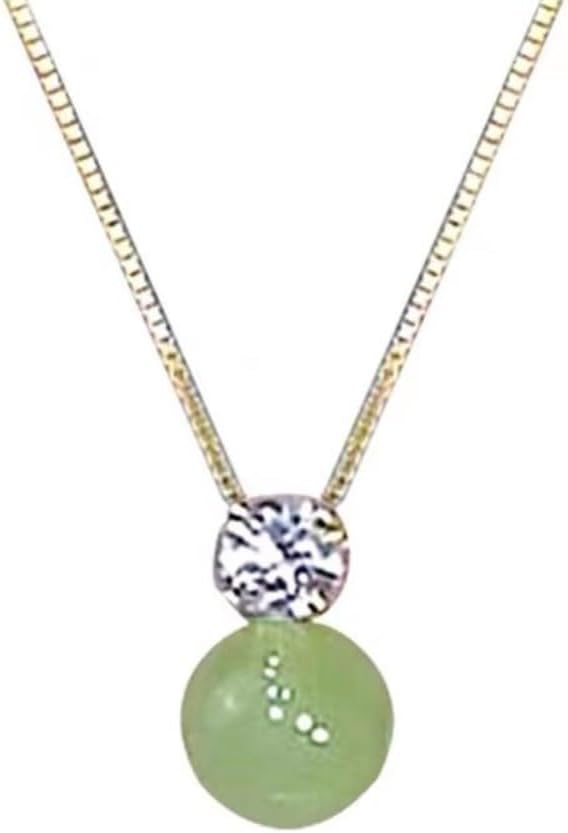 Pendant Necklace, Transfer Bead Necklace Women's Vintage Simple Collar Chain Jade Pendant 1pcs
