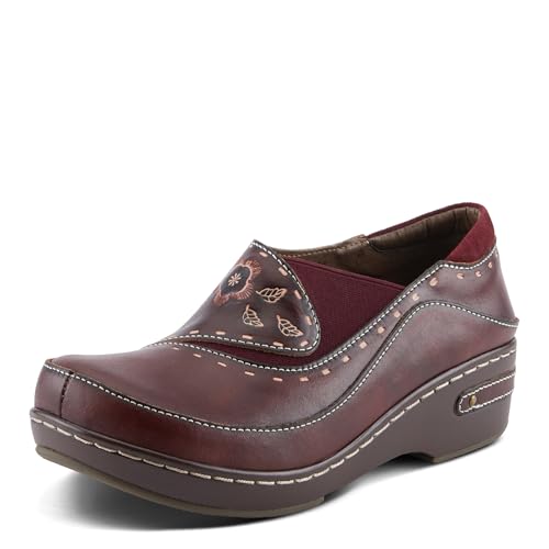 Image of Spring Step L'artiste Burbank Leather Clogs for Women | Designer Hand-Painted Slip-On Shoes | Ladies Casual Platform Clog