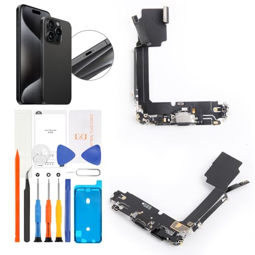 Port de charge iPhone 15 Pro Max Noir Titane Connecteur Dock avec Nappe Flex et Outils