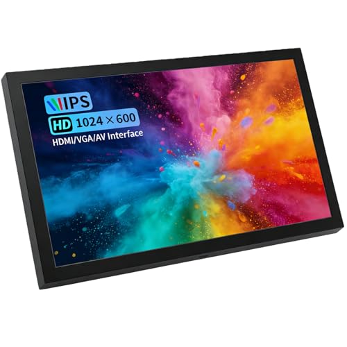 7 Zoll Tragbarer Mini Monitor 1024x600 IPS-Display mit HDMI VGA AV & BNC Eingängen | Eingebaute Lautsprecher | 178 Betrachtungswinkel für Raspberry Pi PC TV DVD & CCTV(Ohne Touchscreen)