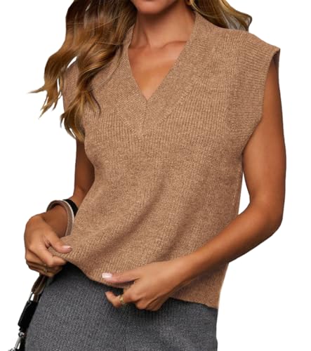Lacozy Women's Cap Sleeve Tops 2025 Summer Ribbed Knit V Neck Sweater Vest Casual Loose Tank Tops Work Vacation Outfits