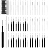 Augenbrauen-Laminierpinsel mit Kappe, kompakter Augenbrauenpinsel mit Deckel, tragbare Wimpern- und Interdentalbürste, 2 Farben (Schwarz/Weiß) für Augenbrauenverlängerungen und Wimpernpflege (25