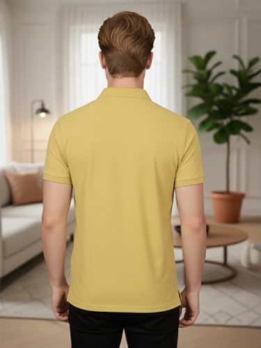 Image of Lux Cozi Men's Cotton Blend Polo T-Shirt with Chest Pocket | Collar T-Shirts for Men | Half Sleeves | Plain - Regular Fit (Pack of 2)