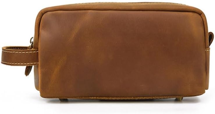 Toilet Bag Genuine Leather Large Capacity Hand Held Makeup Storage image 2