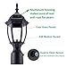 LIT-PaTH Dusk to Dawn Outdoor Post Lighting Fixture Pole Lantern, E26 Medium Base Max 60W, Aluminum Housing Plus Glass, Bulb Not Included (Black, 1-Pack)