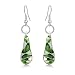 Glass Water Drop Shape Glaze Spiral Dangle Earrings Lampwork Handmade Glass Bead Geometric Earrings for Women Jewelry-Green