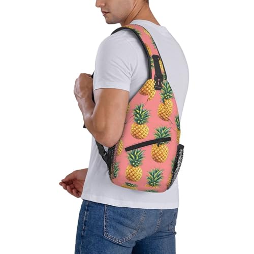 Sac à bandoulière imprimé ananas rose résistant à l'eau avec sangle réglable