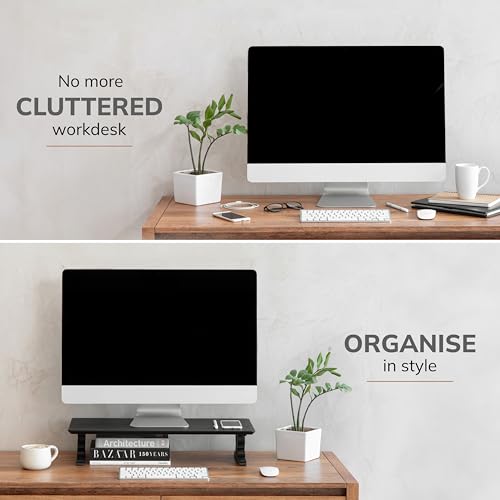 Image of Anji Mountain Monitor Stand - Desktop Organizer & Laptop Riser, Ergonomic Monitor Riser, Space-Saving Monitor Stand for Desk, Durable Construction, Easy Assembly, Ideal for Home & Office