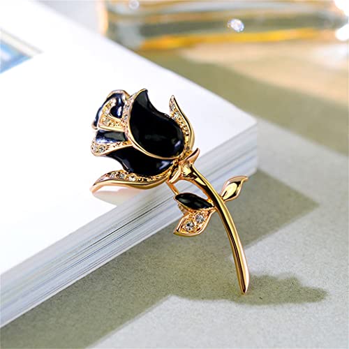 Broche Rose Noire bijou rétro élégant idée cadeau idéale pour femme
