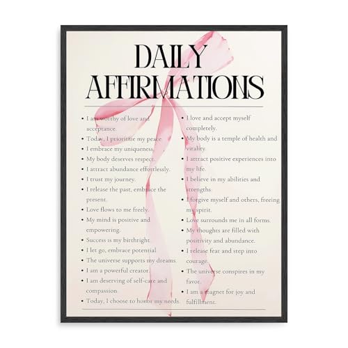 Dazzlewall Pink Bow Daily Affirmations Canvas Wall Art 12x16 in Unframed
