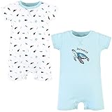 Touched by Nature Unisex Baby Organic Cotton Rompers, Endangered Sea Turtle, 6-9 Months