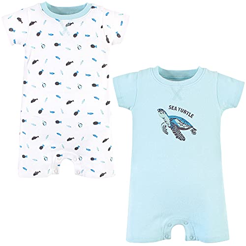 Touched by Nature Unisex Baby Organic Cotton Rompers, Endangered Sea Turtle, 6-9 Months