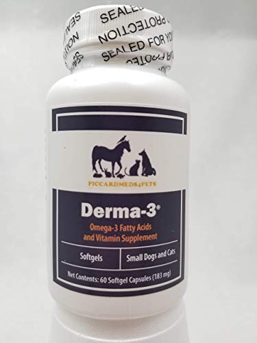Piccardmeds4pets Derma-3 Softgels Omega-3 for Small Dogs and Cats 60 CT