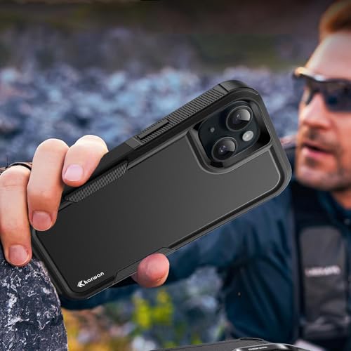 Image of KARWAN Shockproof Back Case Cover Compatible with iPhone 14 Plus, Heavy Duty Case with 360 Degree Camera Protection, Dual Layer Rugged Bumper Protection Cover with Matte Finish (Black)