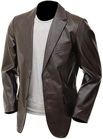 SHAZMEEN Lambskin Coats For Men - Men's Sport Coats & Blazers Regular Fit - Leather Car Coat Men (Regular, 3X-Large, Brown)