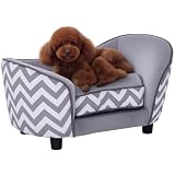 PawHut Haustiersofa Hundecouch Gepolstert Holz 68,5 x 40,5 x 40,5 cm Grau