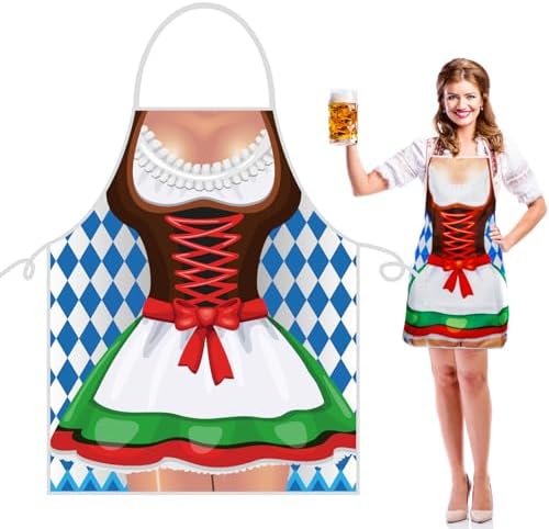 JICIKI Oktoberfest Schürze - Bayerisches Design Polyester Für Grillen Und Kochen