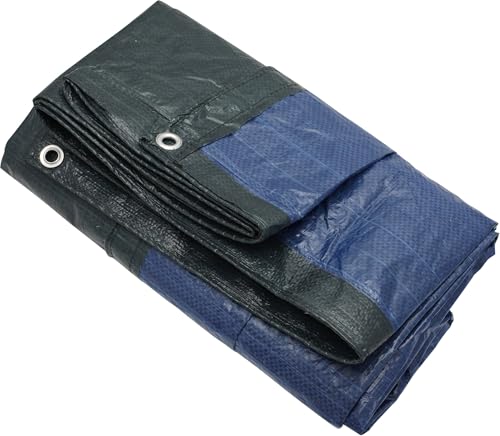 C.A.O. - Bâches en Polyéthylène tissé Enduit 2 Faces - Longueur 4 m - Largeur 3 m, Vert Foncé/Bleu