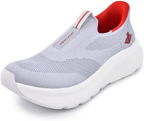 JACKSHIBO Mens Slip in Free up Hands Shoes Wide Toe Box Arch Support Orthopedic Walking Sneakers Cushioned Thick Zero Drop Sole Metatarsal Pads
