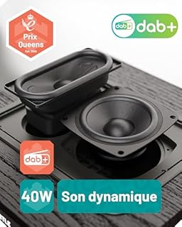 Mini Chaîne HiFi CD Radio Dab+ | Lecteur CD Bluetooth avec Haut-parleurs 40W | Radio Réveil avec Double Alarme, 99 Stations | USB, AUX, MP3 | Télécommande Incluse | Oakcastle DAB400