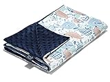 La Millou - Kinderdecke – Baumwolle – Minky (111 x 140 cm) (La Millou Family – Marineblau).
