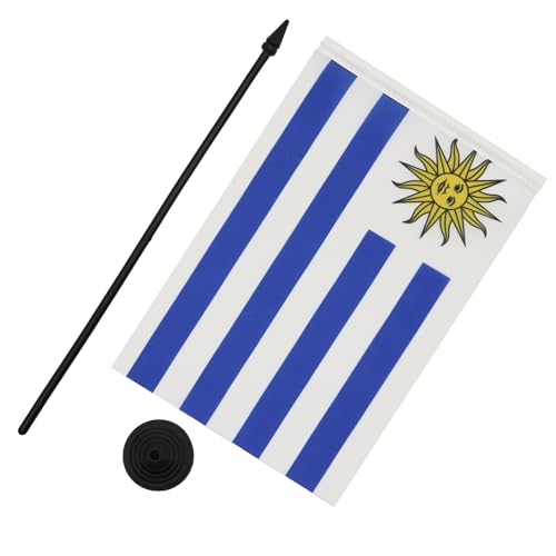 AZ FLAG Uruguay Table Flag 5'' x 8'', Uruguayan Office Decoration 100% Polyester 21 x 14 cm - Image 3