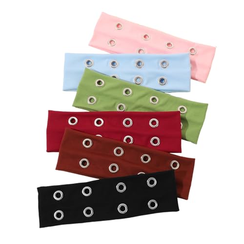 Weazppre Grunge Punk 6pcs Solid Color Metallic Punk Y2K Edgy Sporty Headbands Suitable For Daily Life Street Dance Outdoor Activities