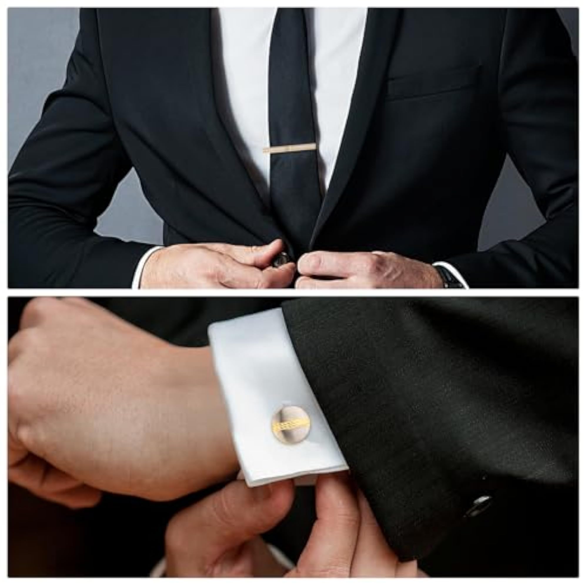 Men's Gold Plated Stylish Tie Pin & Cufflinks Set, Formal Gift