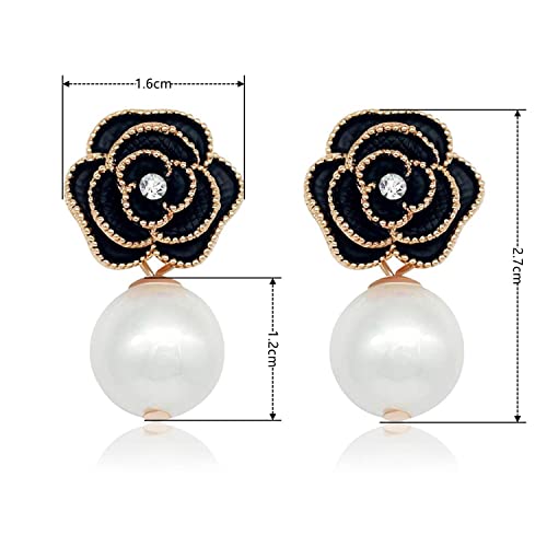 Fashion Design Faux Pearl Charm Flower Dangle Drop Earrings Studs For Women2