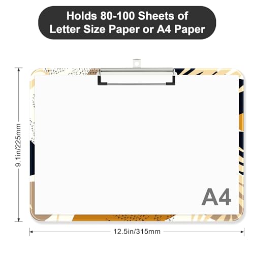 Image of Plastic A4 Clipboard Landscape, Fashion Clip Board with Low Profile Clip for Drawing, Sketching, Art Supplies, Drafting Supplies, Abstract Modern Leaves
