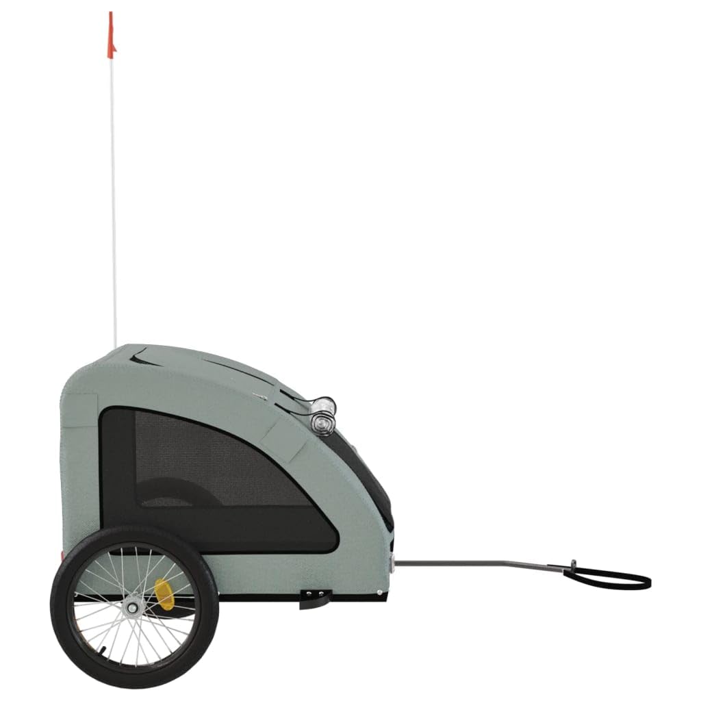 Homgoday Przyczepa rowerowa dla zwierząt szara Oxford i żelazo, wyposażenie wózka dla psa, wózek rowerowy wózek rowerowy, wózek dla psa, transporter rowerowy model 93965