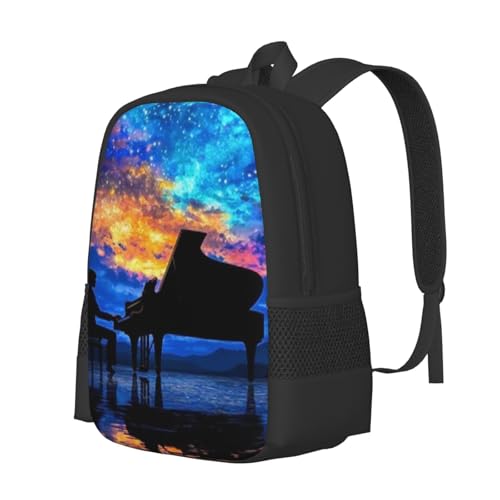 17 Inch Backpack for Sleeping Tiger in A Field of Flowers Lightweight Adjustable Animal Backpacks with Mesh Side Pockets for Travel Outdoor Sports2