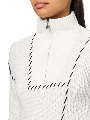 MULTIPLES Women's Cuffed Long Sleeves Drop Shoulder Zip Thru Collar Sweater Top3