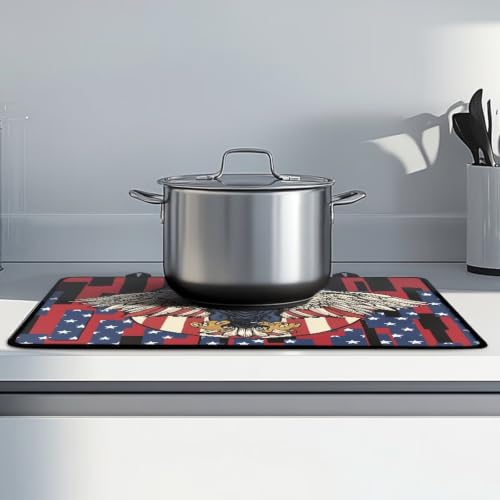 Image of Induction Stove Top Cover Protector Multipurpose Flat Top Stove Cover Mat Universal Stove Top Cover for Electric Anti-Scratching Cooktop Mat, 29 x 21 Inch, Vintage American Eagle Print