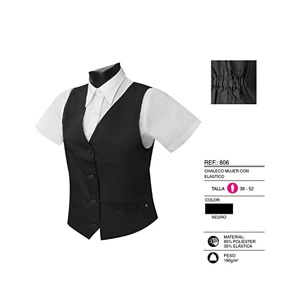 MISEMIYA Uniforme Camarera Mujer con Elástico Chaleco Barista Coctelera Moda - Imagen 5