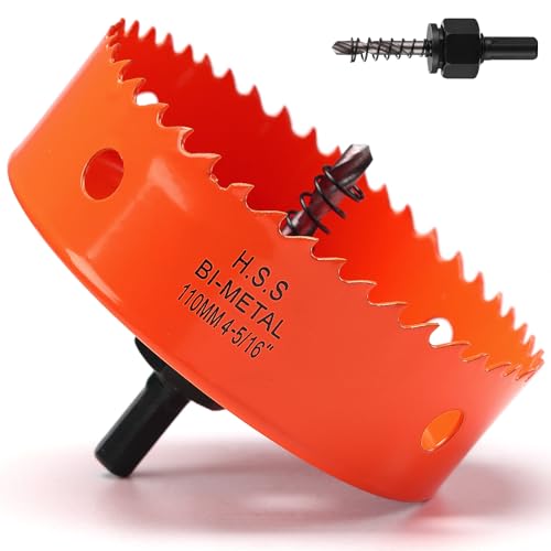 Scie cloche 110mm Orange, Acier rapide HSS M42 bi-métal Scie cloche bois, Fraise à trous...