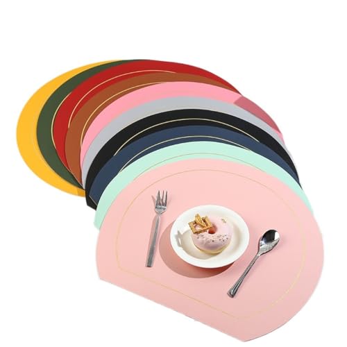 Napperon en cuir semi-circulaire tapis isolant de table napperon - 5