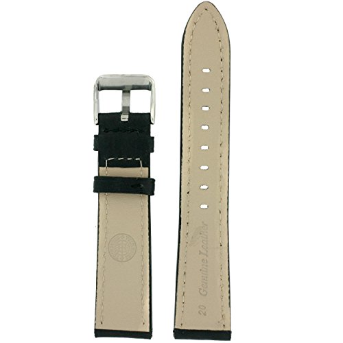 Tech Swiss Watch Strap Genuine Leather Black Band Mens 18 Millimeter