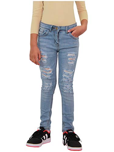 Girls Ripped Jeans Comfort Skinny Stretch Jeans Lightweight Stretchable Denim Cotton Pants Age 3-14 Years2