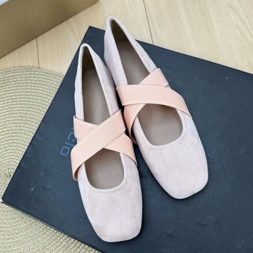 TN TANGNEST Women's Mary Jane Flat Shoes Retro Square Toe Ballet Flats Comfortable Cross Strap Flats2