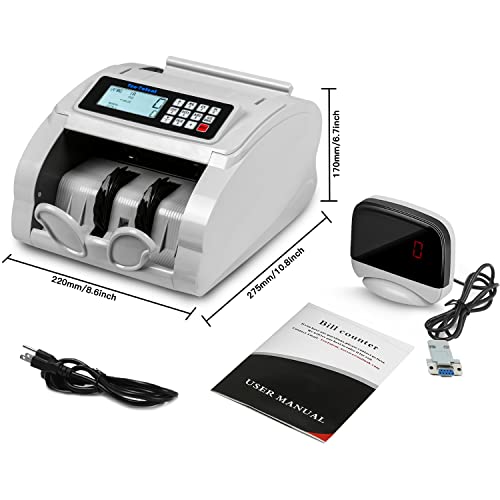 Ten-Tatent Bill Counter Machine, Money Counter Machine With Uv/Mg/Ir/Counterfeit Detection, Count Value Of Bills, Valucount, Add And Batch Modes, Large Led Display, 1,000 Bills/Min (White) #TOP5