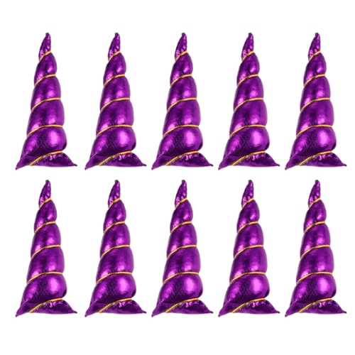 NUOBESTY - 10 diademas de unicornio con diseño de cuerno de unicornio para fiesta de cumpleaños para niños y niñas, accesorios para el pelo arcoíris Morado Morado (