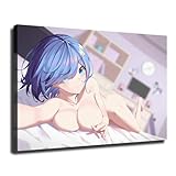 RE Zero REM Sexy Girl Canvas Wall Art Print Poster Mural for Living Room Bedroom Wall Office Wall Decor Gift for Friends (24×36inch Unframed)