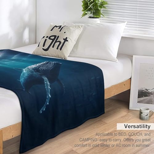 Couverture en Baleines 3D Flannel Chaudes Légères pour Lit Canapé