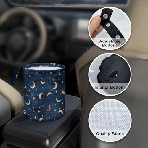 Image of Galaxy Moon Car Trash Bin Mini Auto Garbage Auto Storage Bag Waterproof Multipurpose Vehicle Accessories Car Organizer