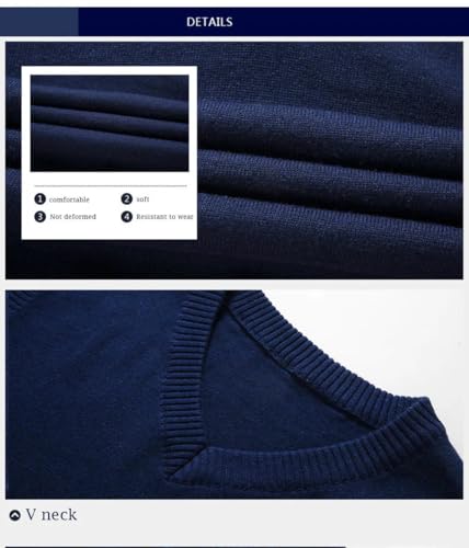 Bollrllr 2024 Spring Men's Warm Pullover Sweater Autumn V-Neck Loose Stretch Knitted Sweater Blue Asian Size XXL#Asian Size XXL4